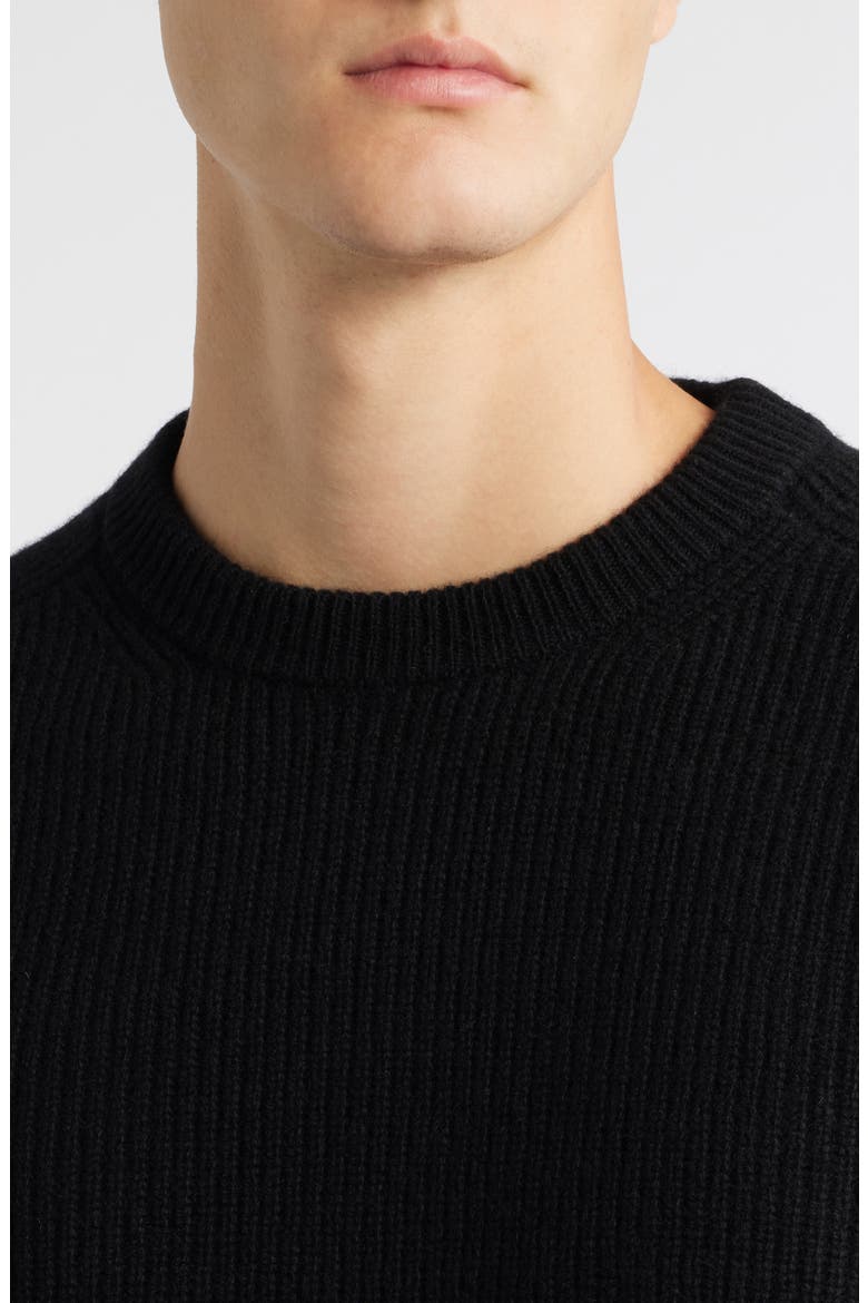 Wool & Cashmere Rib Crewneck Sweater, Alternate, color, DEEP BLACK