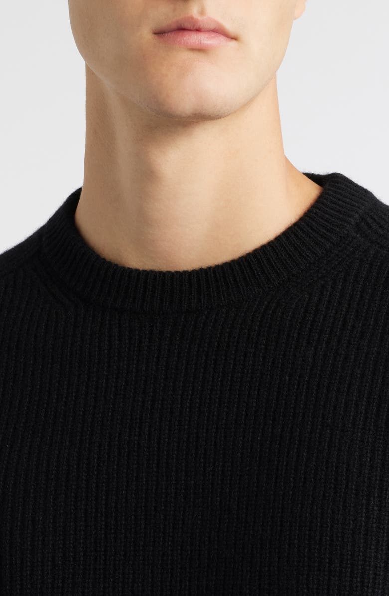 MERZ B SCHWANEN Wool & Cashmere Rib Crewneck Sweater, Alternate, color, Deep Black