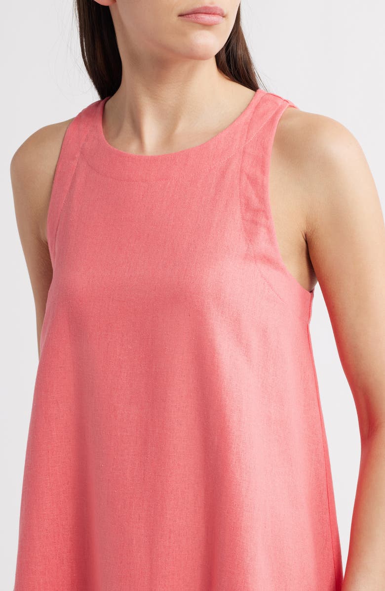 Charles Henry Sleeveless Linen Blend Trapeze Dress, Alternate, color, Coral
