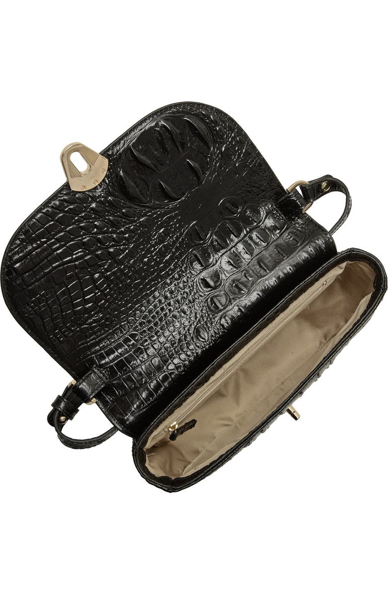 Brahmin Portia Croc Embossed Leather Crossbody Bag, Alternate, color, Black