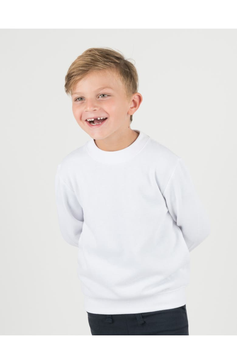 Leveret Kids Pullover Sweatshirt, Long Sleeve, Solid Colors, Alternate, color, White