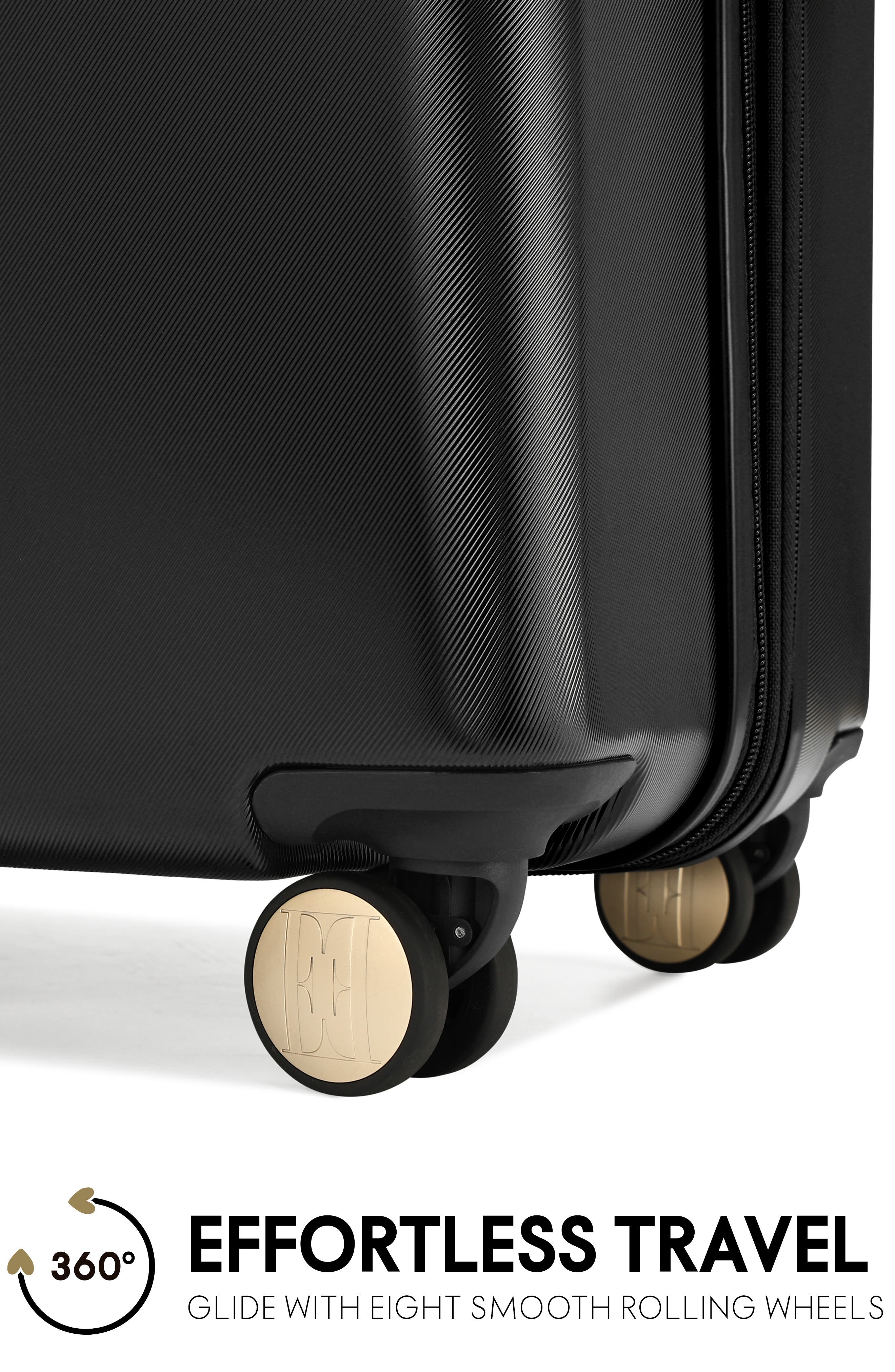 ELLE Louvre 2 Piece Expandable Polycarbonate Spinner Luggage Set, Alternate, color, Black