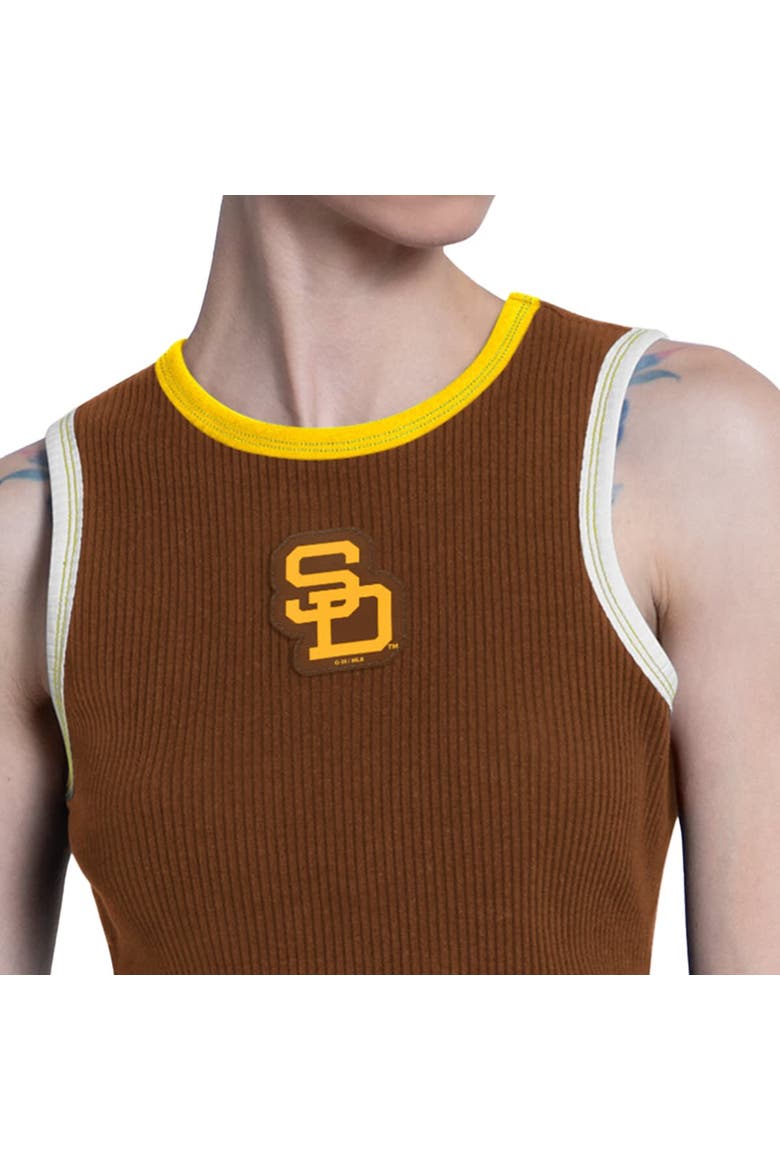 Women's Starter  Brown San Diego Padres Cooperstown Play the Ball Crop Tank Top, Alternate, color, Brown