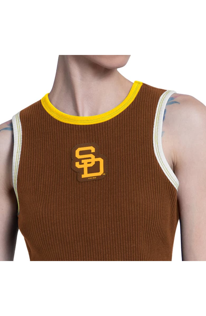 STARTER Women's Starter Brown San Diego Padres Cooperstown Play the Ball Crop Tank Top, Alternate, color, Brown