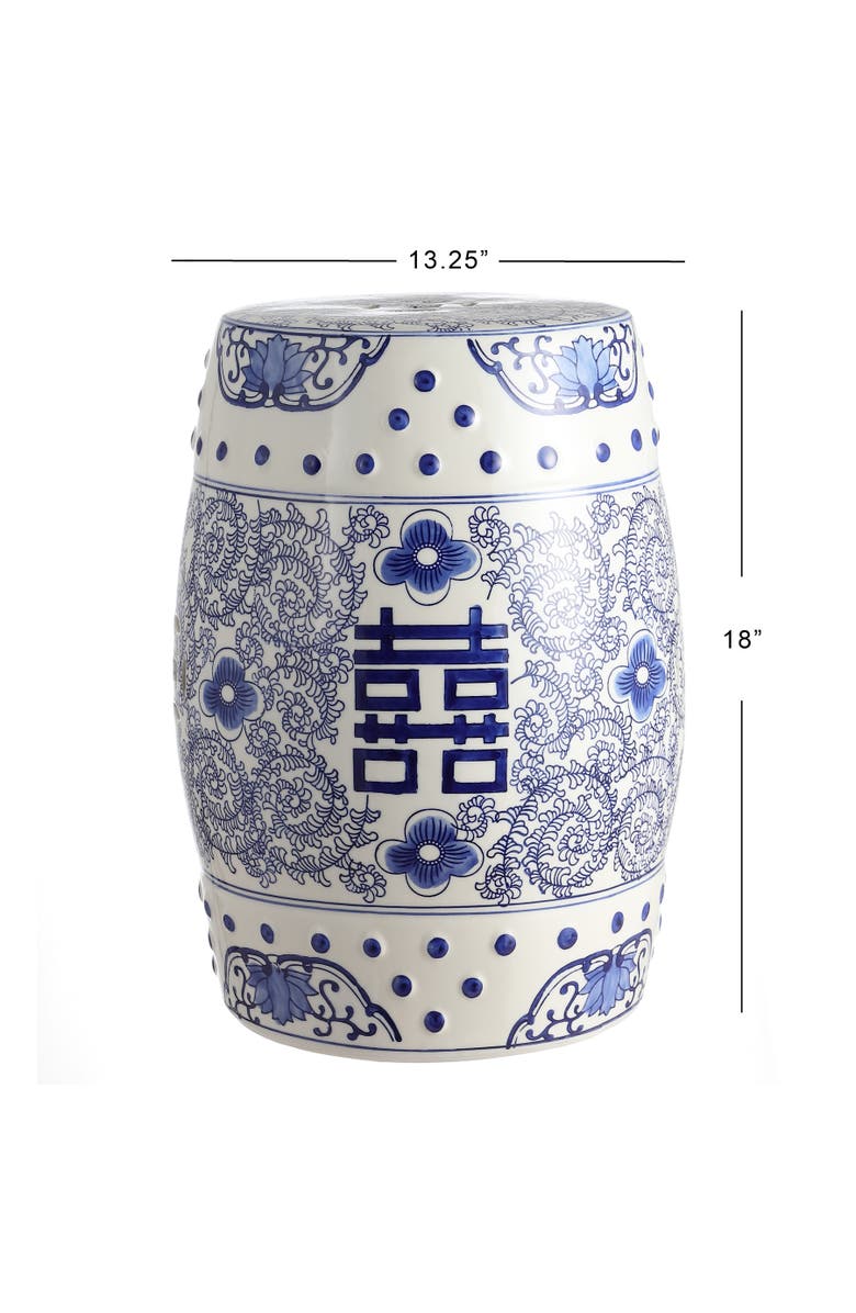 JONATHAN Y Double Happiness 18" Chinoiserie Ceramic Drum Garden Stool, Alternate, color, Blue/White