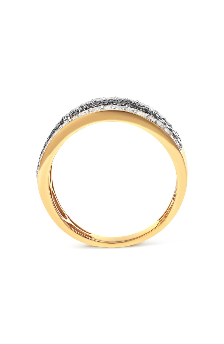 Haus of Brilliance 14K Yellow Gold Plated Silver 1 1/4 Cttw White and Black Diamond Multi Row Band, Alternate, color, Yellow Gold Over Silver