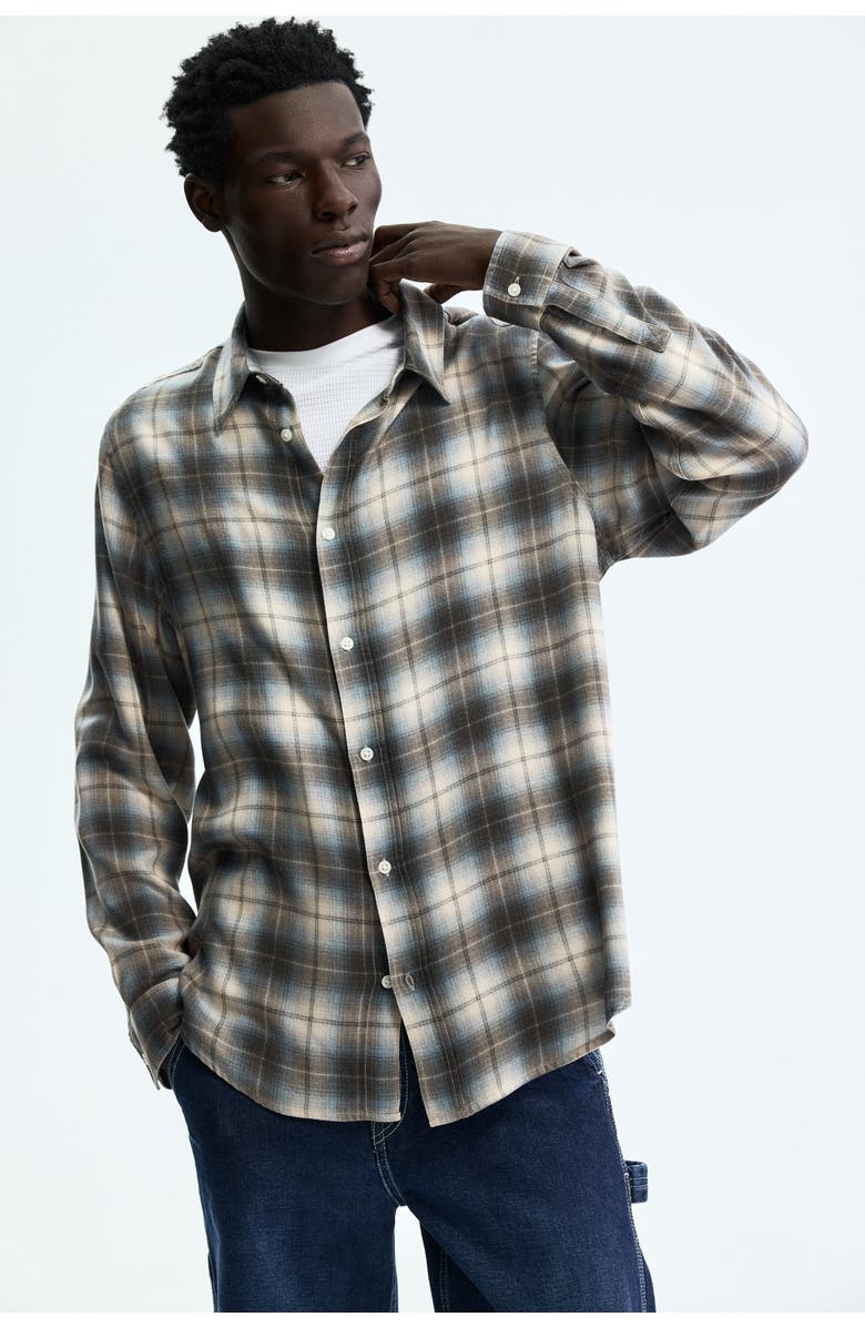 H&M Relaxed Fit Shirt, Alternate, color, Blue/Plaid