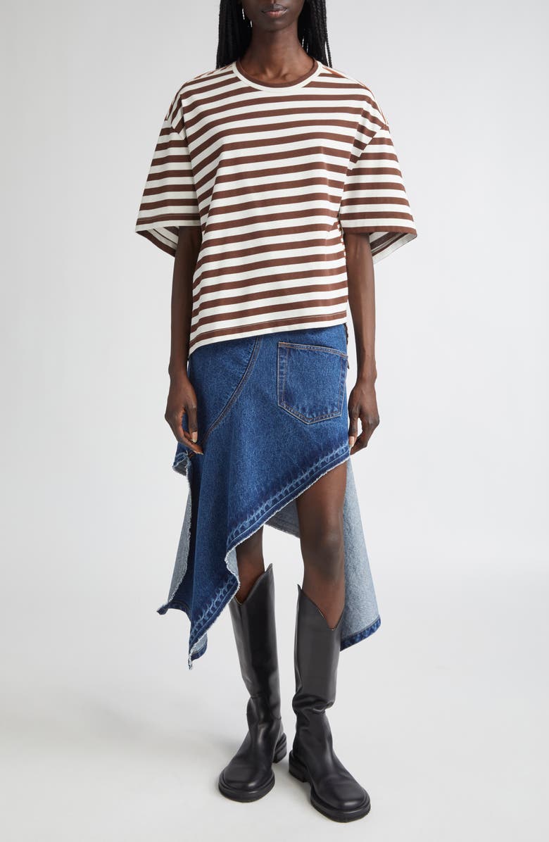 MONSE Asymmetric Twisted T-Shirt, Alternate, color, Umber