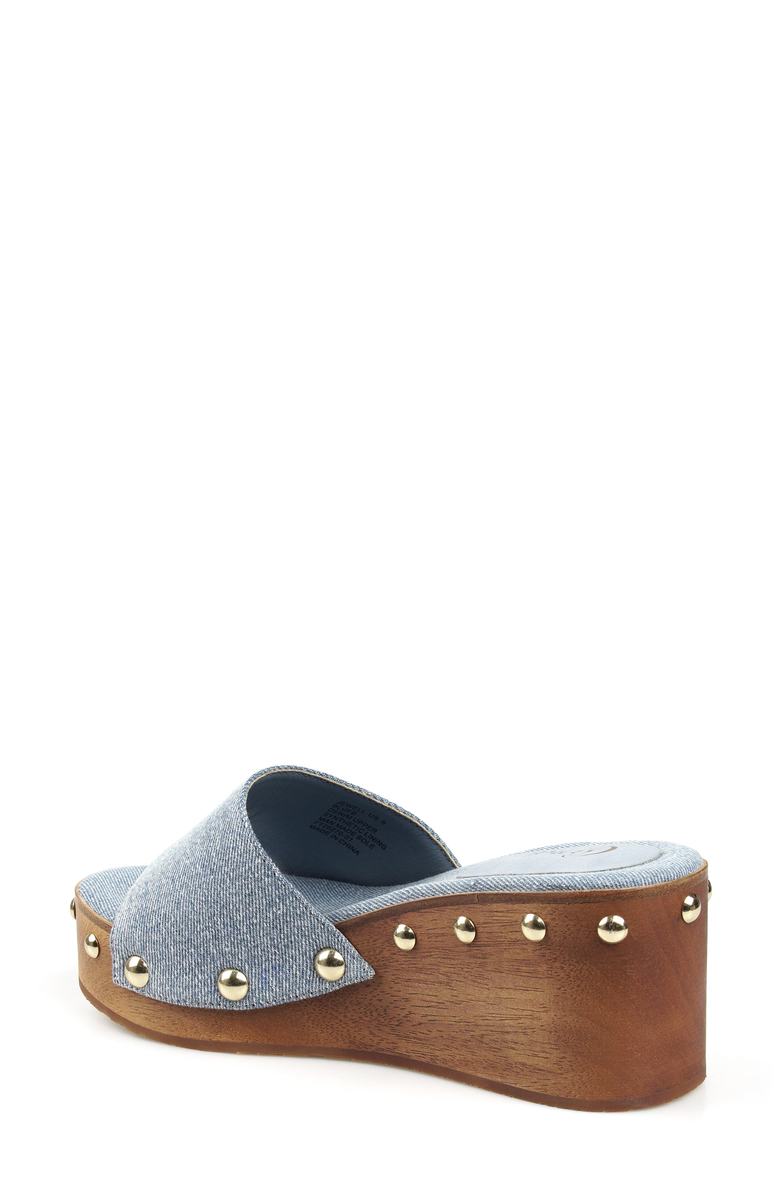 Jewell Platform Wedge Slide Sandal, Alternate, color, BLUE FABRIC