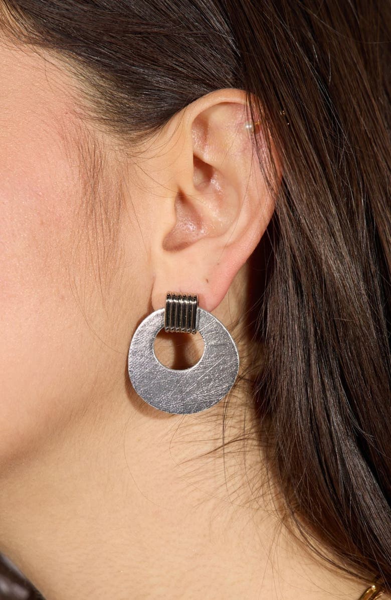Nickel & Suede Vintage Evan Earrings, Alternate, color, Vintage Silver