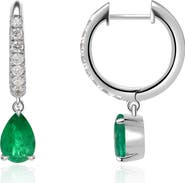 VALANI ATELIER Emerald Drop Diamond Hoop Earrings