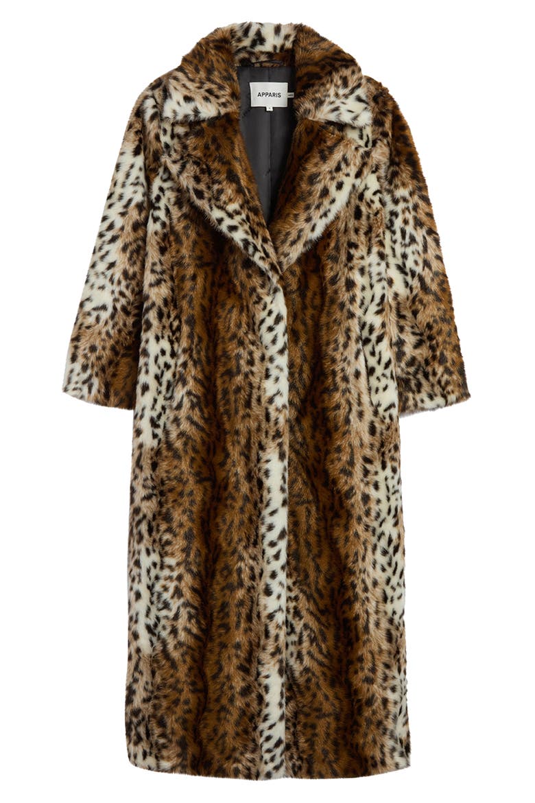 Gabrielle Faux Fur Maxi Coat, Alternate, color, LEOPARD