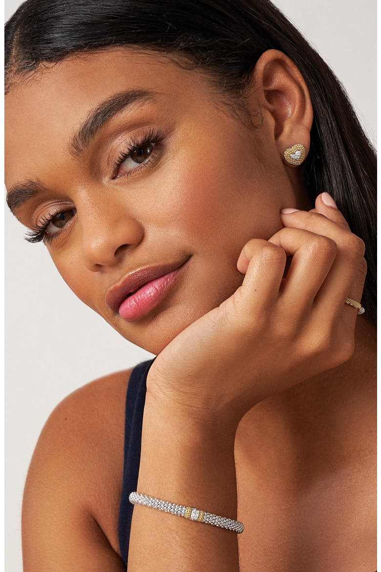 Caviar Luxe Diamond Heart Stud Earrings, Alternate, color, GOLD