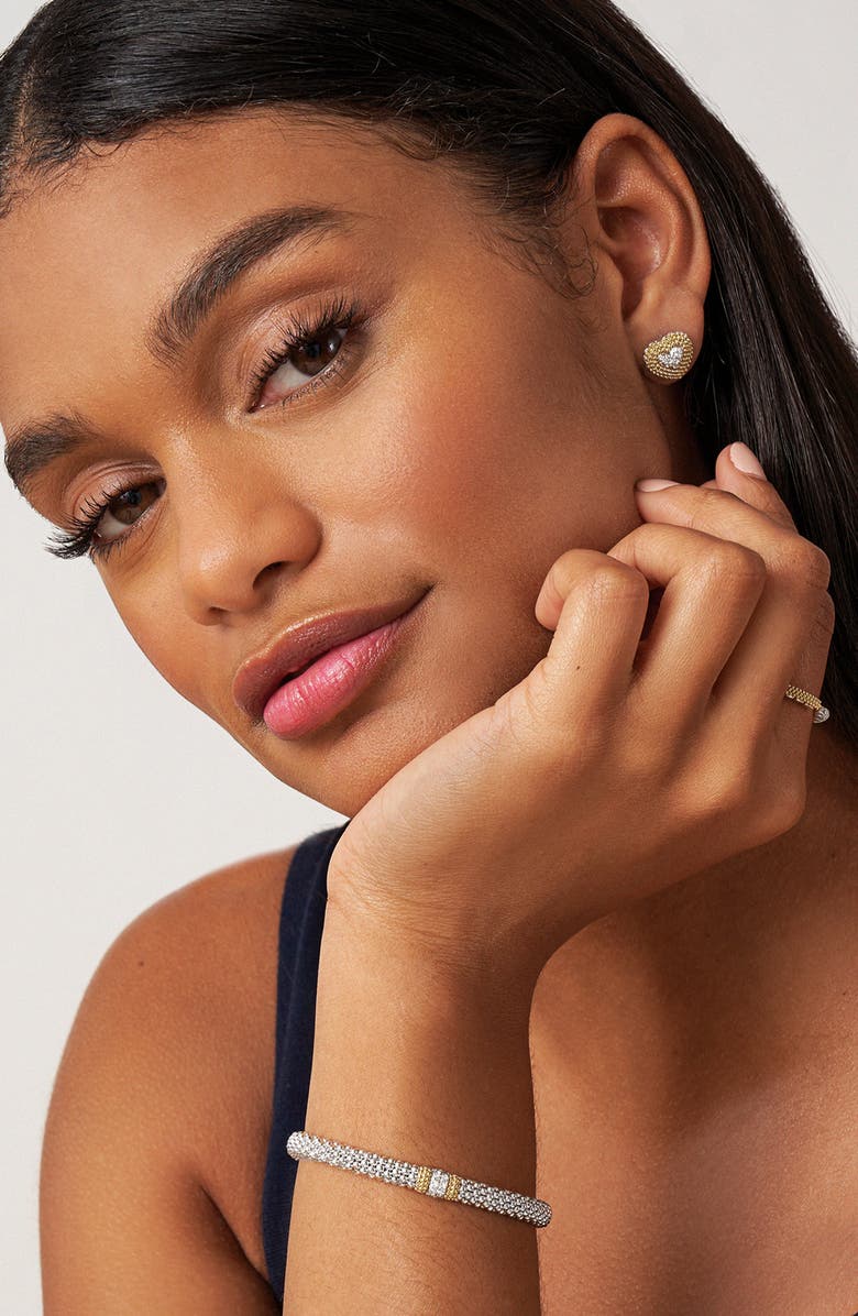 LAGOS Caviar Luxe Diamond Heart Stud Earrings, Alternate, color, Gold