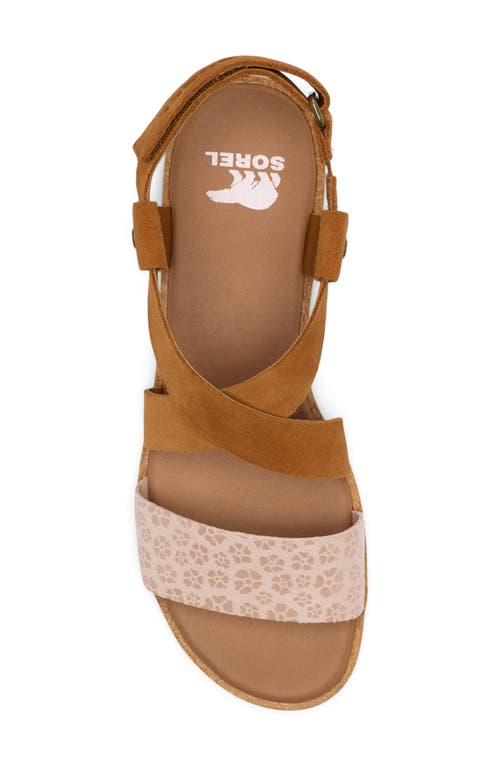 Sorel Ella Iii Crisscross Sandal In Pearlescent/canyon Gold