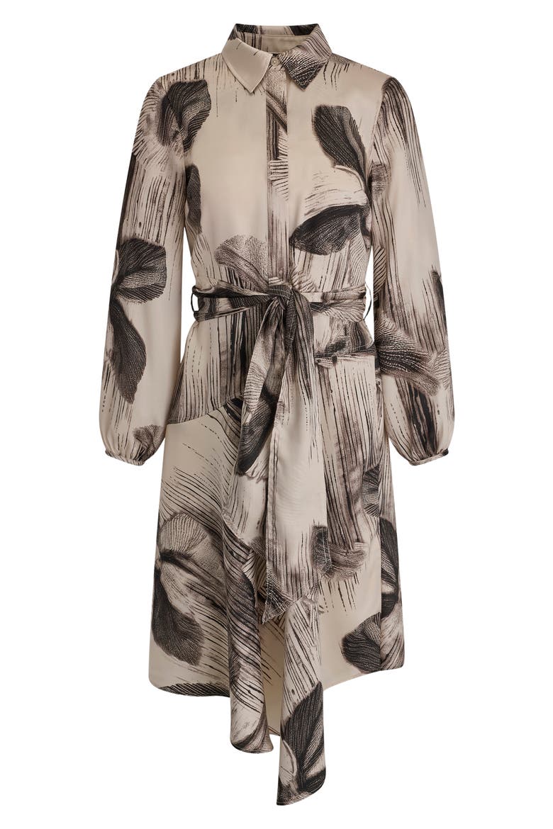 Tie Waist Shirt Dress, Alternate, color, BLACK/VELLUM