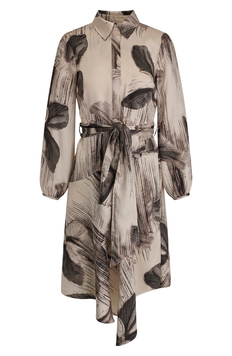 Donna Karan New York Tie Waist Shirt Dress, Alternate, color, Black/Vellum