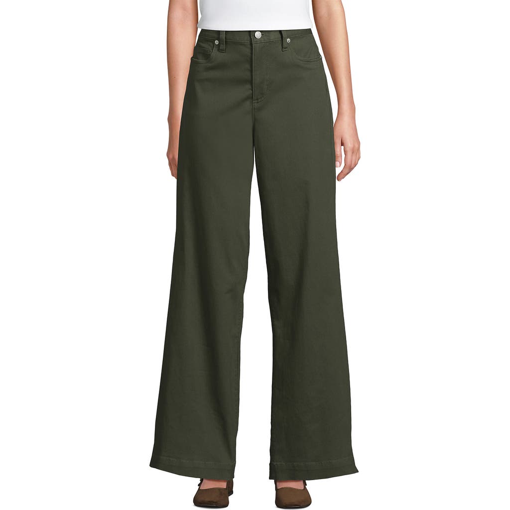 Lands' End Chino High Rise Rail Straight Leg Pants In Green