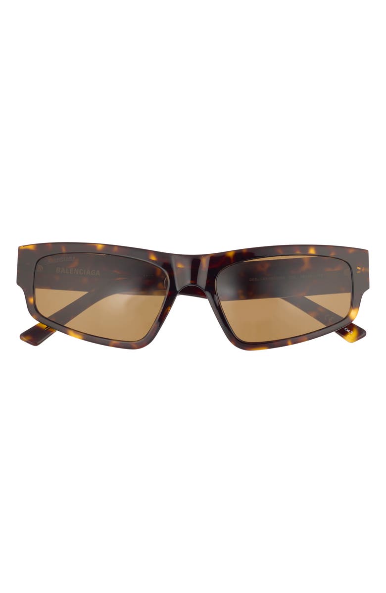 Balenciaga 56mm Rectangle Sunglasses, Main, color, Havana Havana Brown