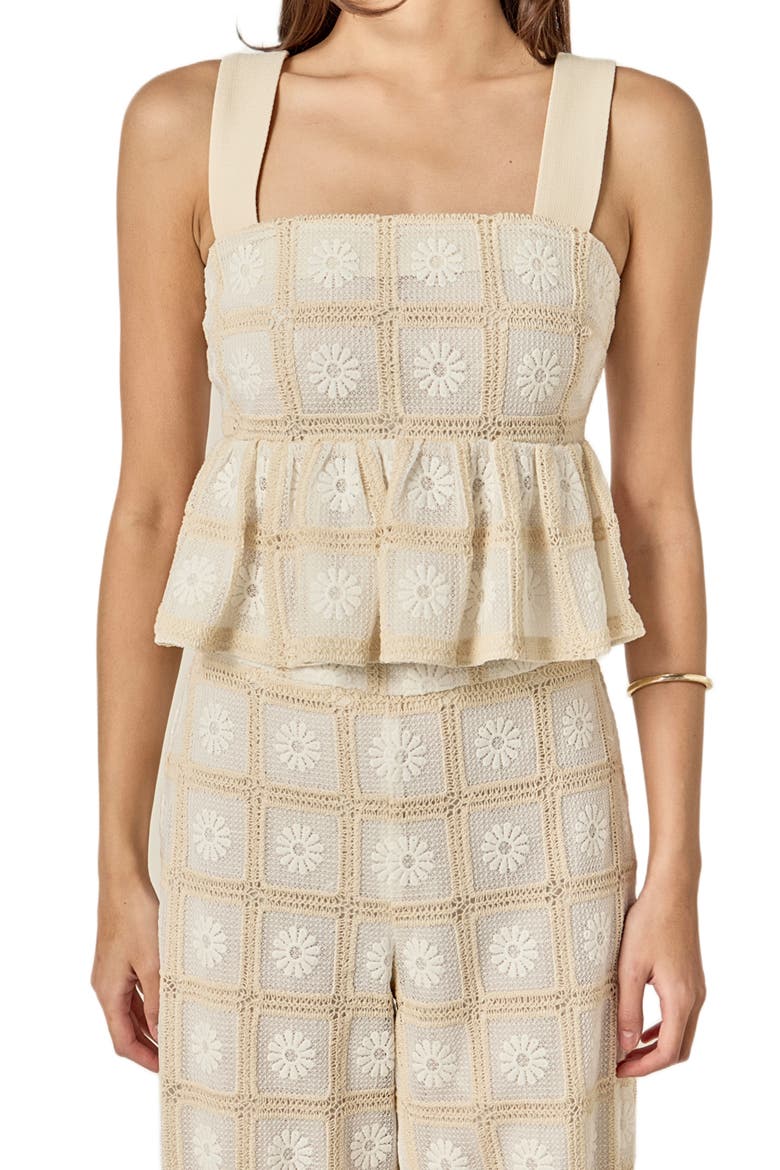 Bria Embroidered Lace Peplum Top, Main, color, NATURAL