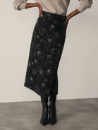 The Fold Mid Rise Printed Wool Midi Skirt