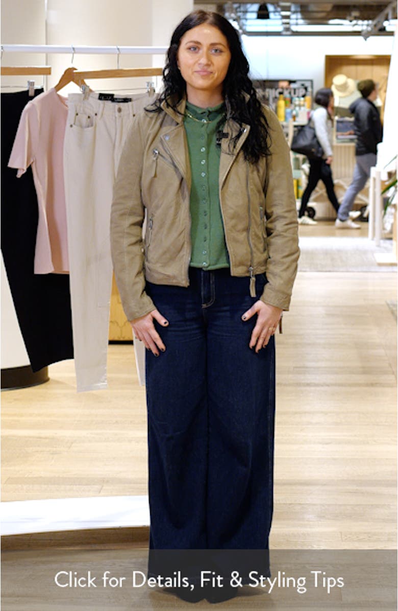 Misty Star Back Detail Leather Moto Jacket, sales video thumbnail