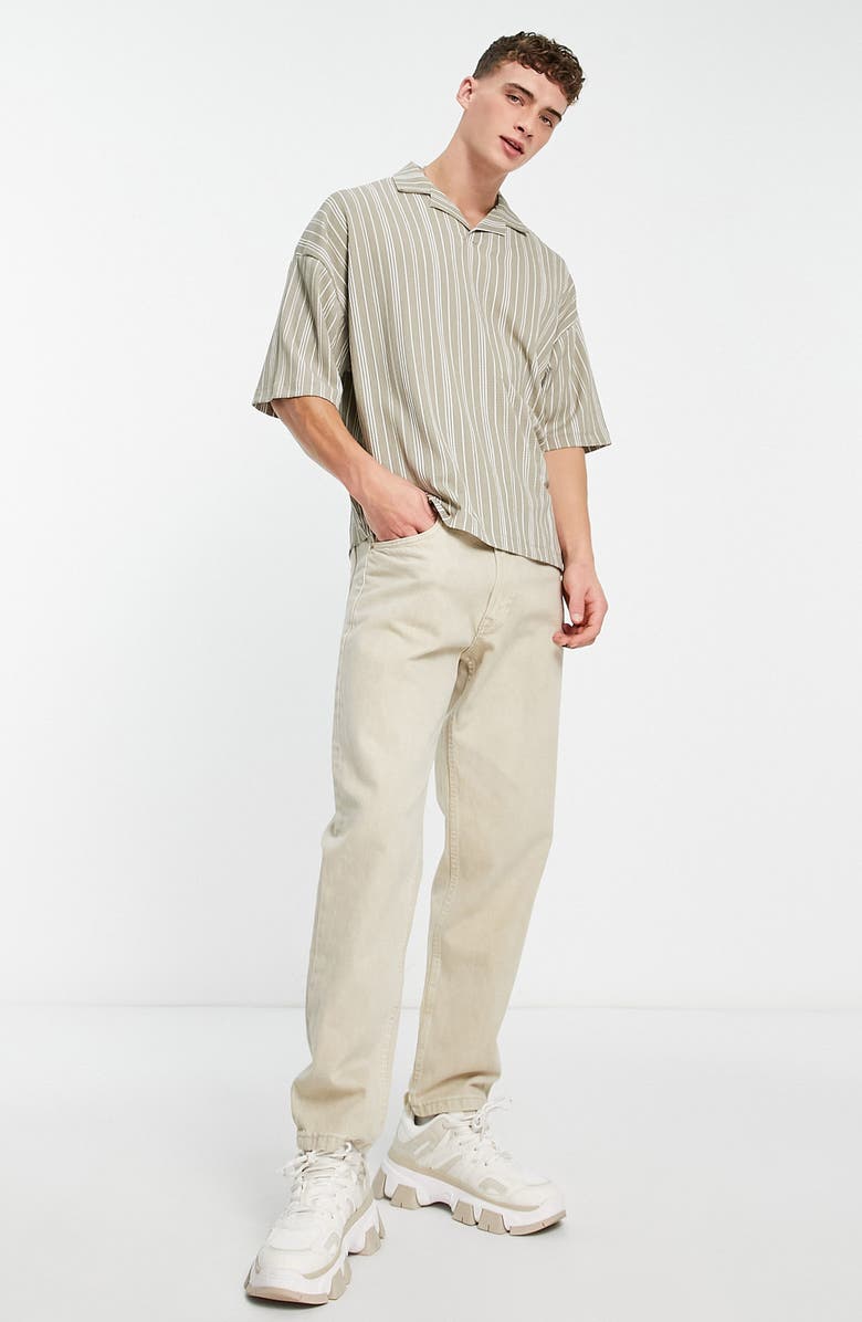 ASOS DESIGN Oversize Stripe Polo, Alternate, color, 