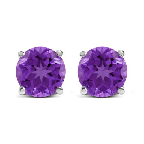 14K Gold 5X5MM Round Birthstone Solitaire Stud Earrings