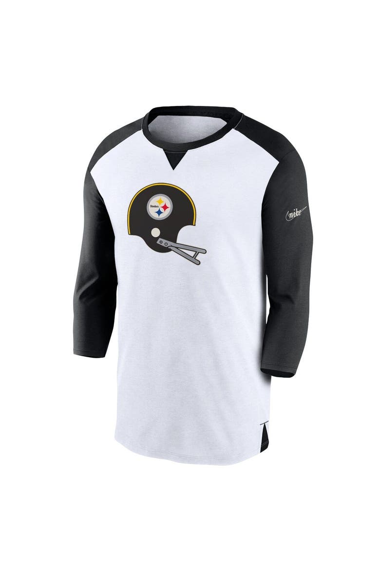 Men's Nike White/Black Pittsburgh Steelers Rewind 3/4-Sleeve T-Shirt, Alternate, color, White