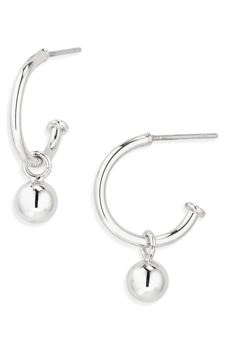 NORDSTROM RACK 12mm Orb Hoop Earrings, Main, color, Silver
