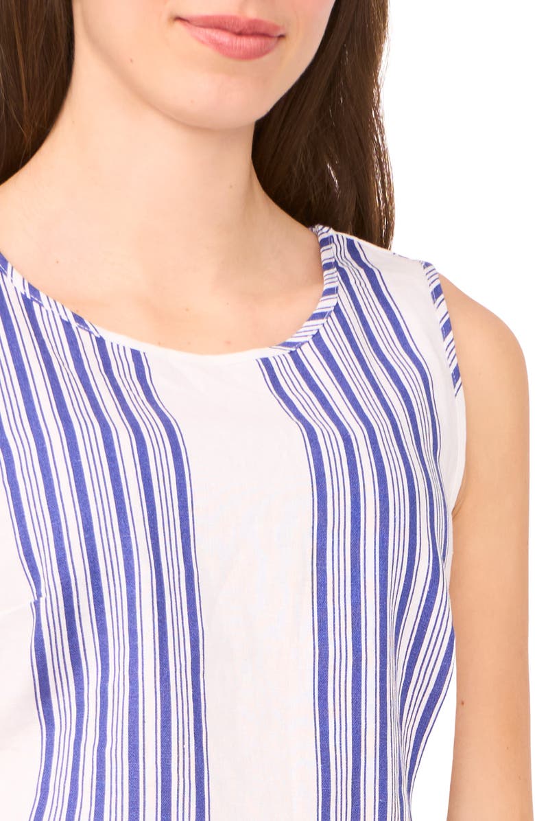 Halogen<sup>®</sup> Stripe Sleeveless Linen Blend Shell, Alternate, color, Blue Depths