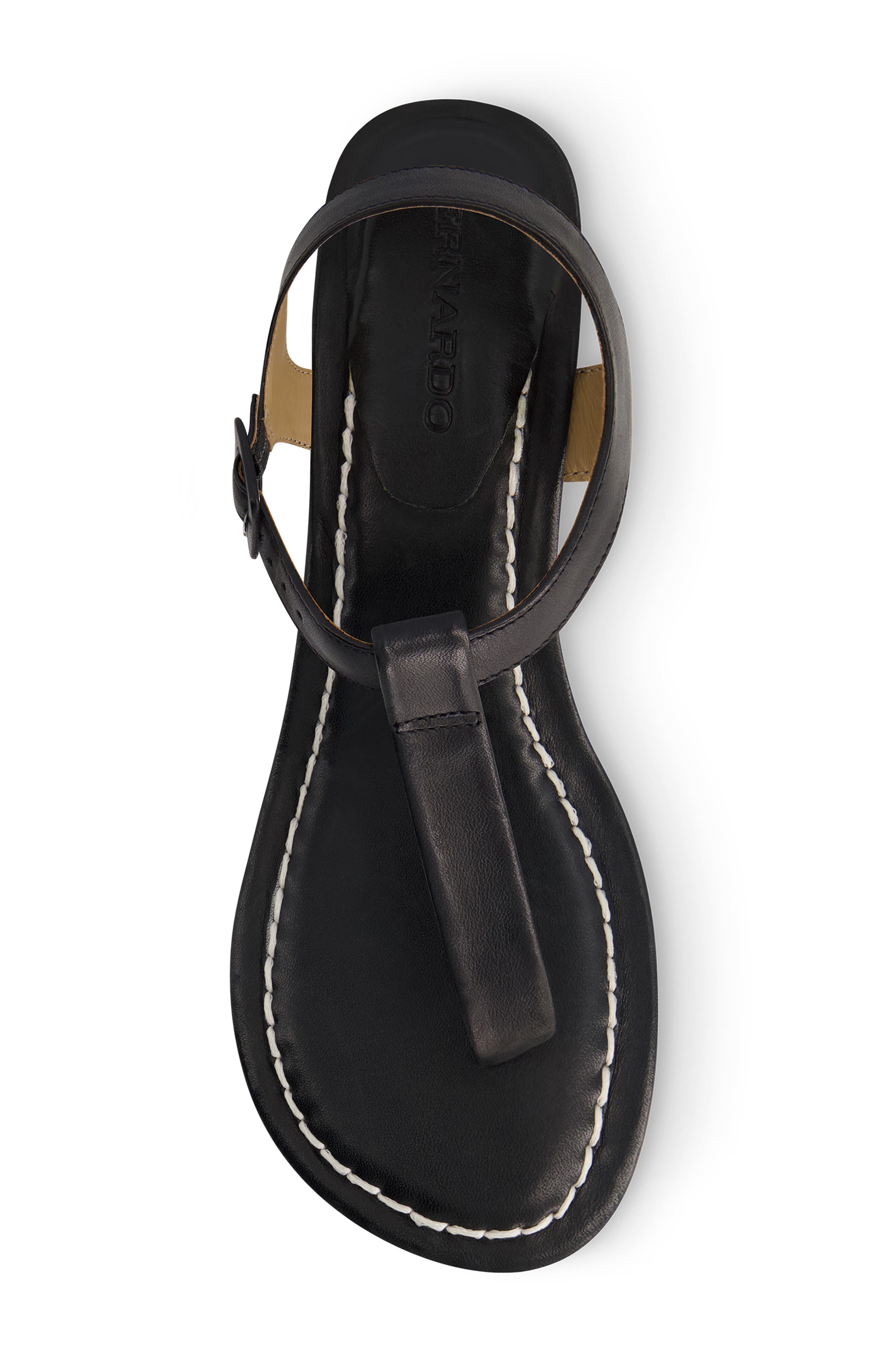 Bernardo Goya T-Strap Sandal, Alternate, color, Black Glove Leather