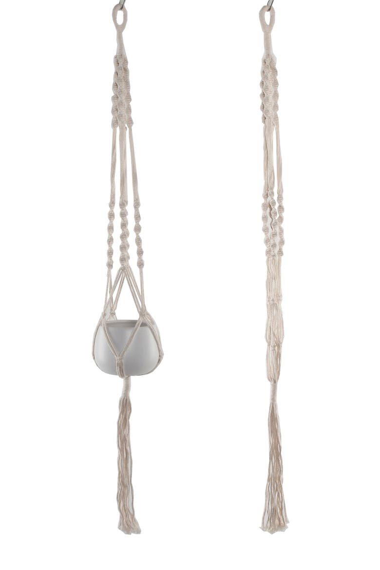 41" H Hanging Macramé Planter Hanger, Alternate, color, WHITE
