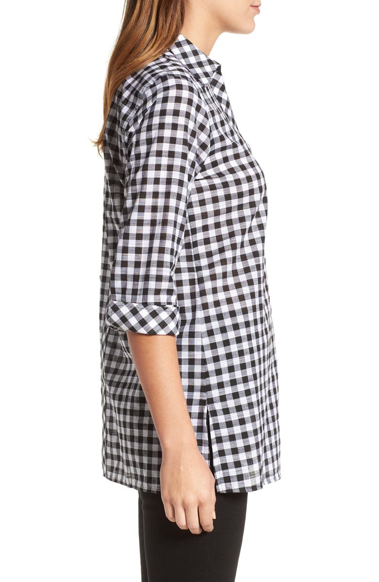 Foxcroft Gingham Cotton Tunic Shirt, Alternate, color,