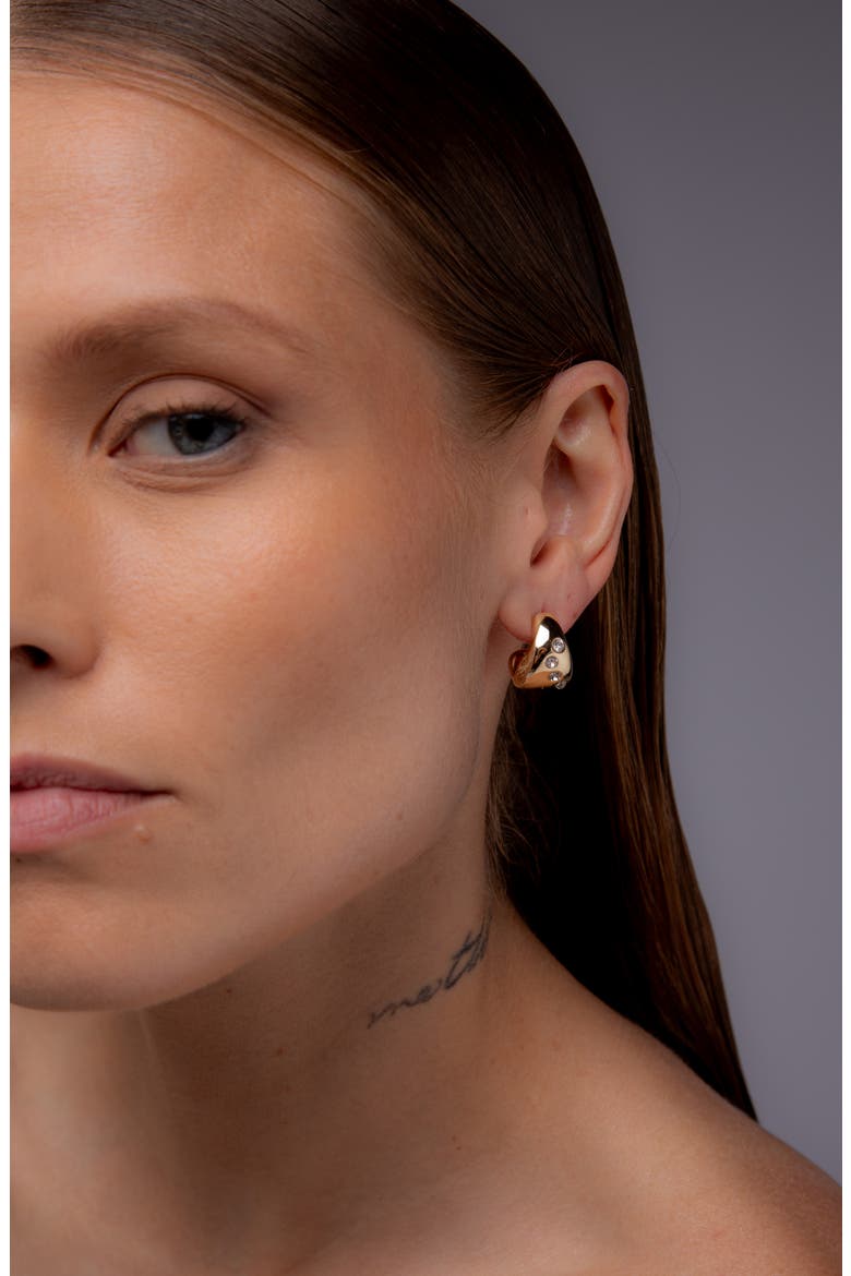 Remeni Crystal Chubby Hoop Earrings in Gold, Alternate, color, Gold