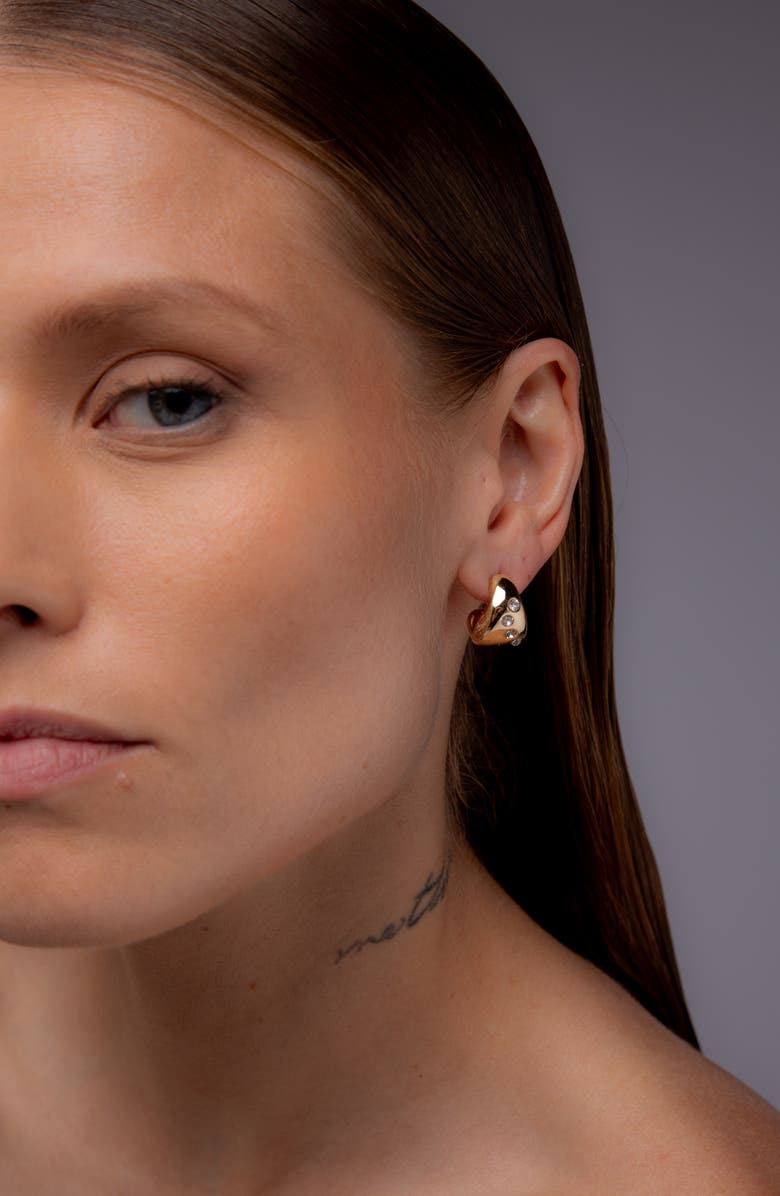 YOJ Remeni Crystal Chubby Hoop Earrings in Gold, Alternate, color, Gold