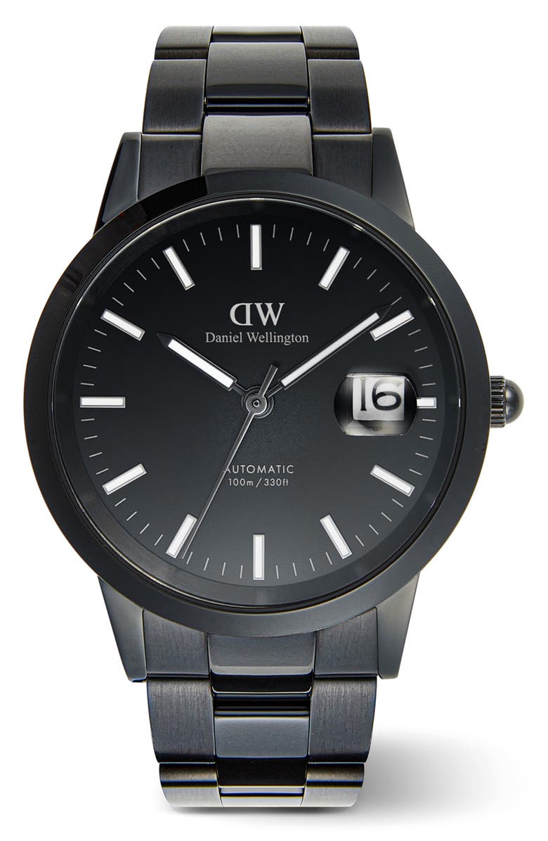 Daniel Wellington Iconic Link Automic Bracelet Watch, 40mm, Main, color, Black