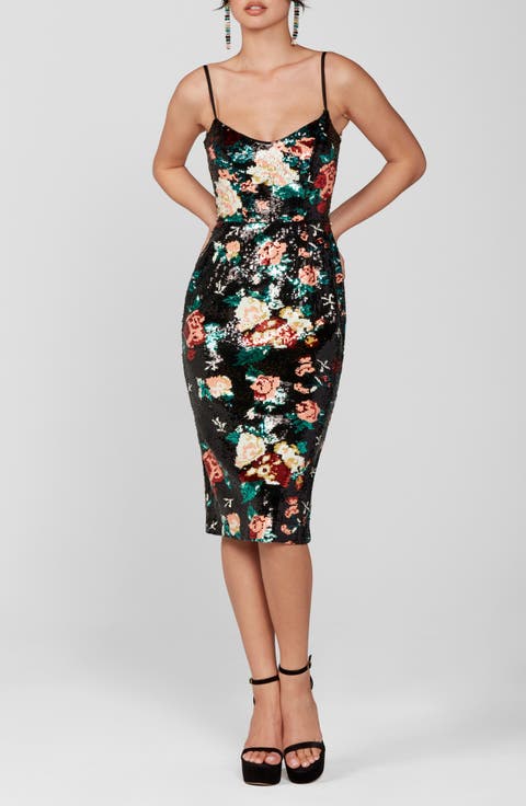 Hayden Sequin Midi Cocktail Dress