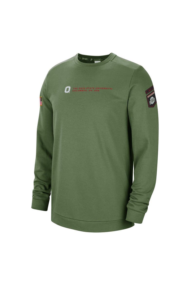 Men's Nike Olive Ohio State Buckeyes Military Pullover Sweatshirt, Alternate, color, Olive