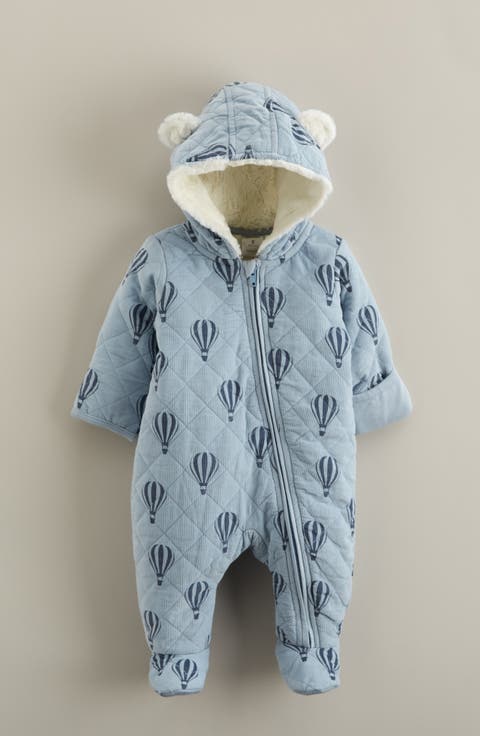 Ear Appliqué Quilted Faux Fur Lined Hooded Bunting (Baby)