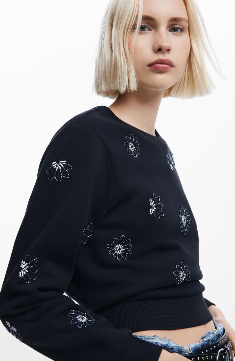 Desigual Joya Floral Embellished Sweatshirt, Alternate, color, 