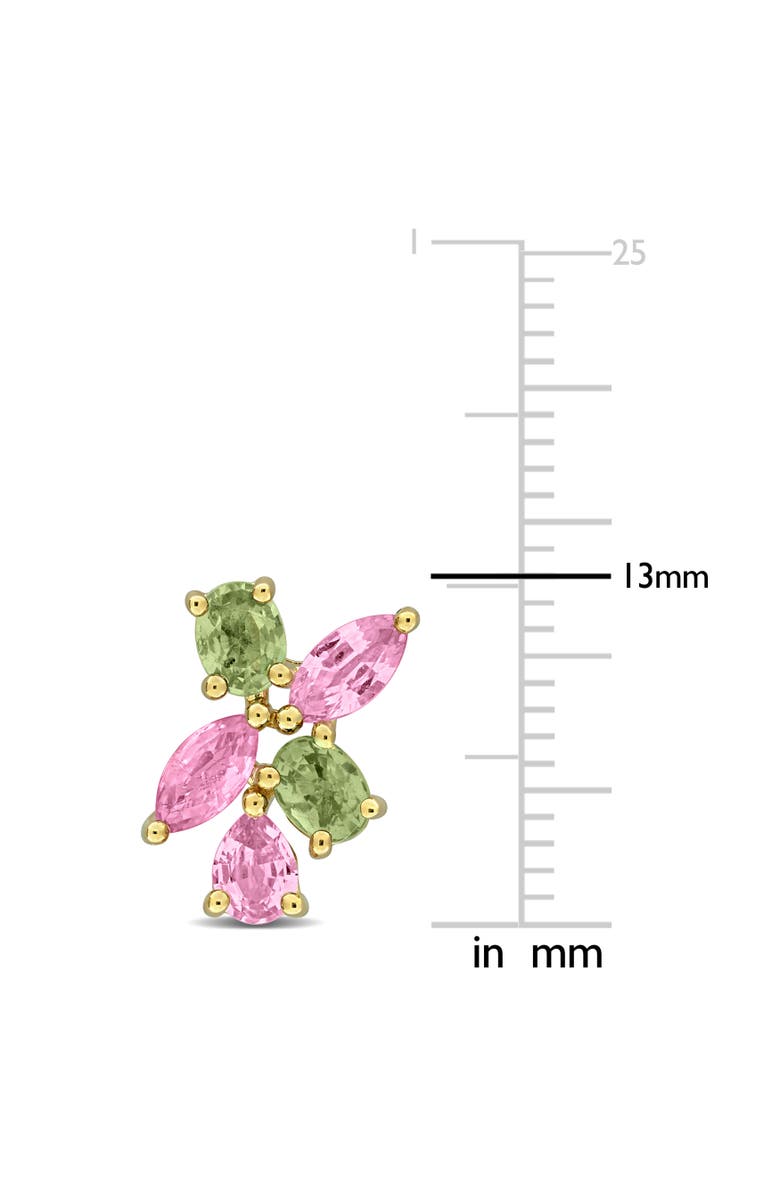 Julianna B. Green & Pink Sapphire Cluster Earrings Yellow Silver, Alternate, color, Sapphire