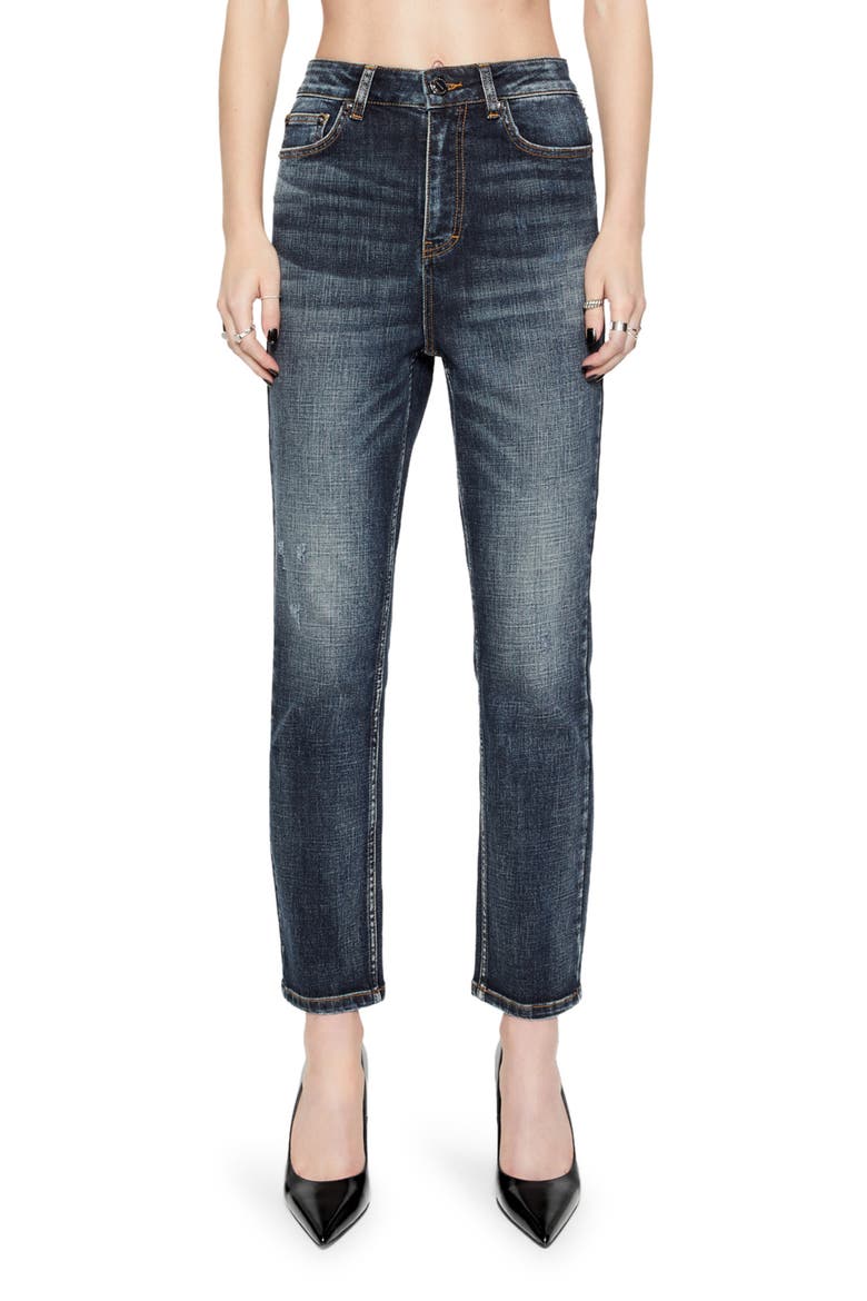 Ozzy Stud Detail High Waist Ankle Jeans, Main, color, SKYLINE WASH