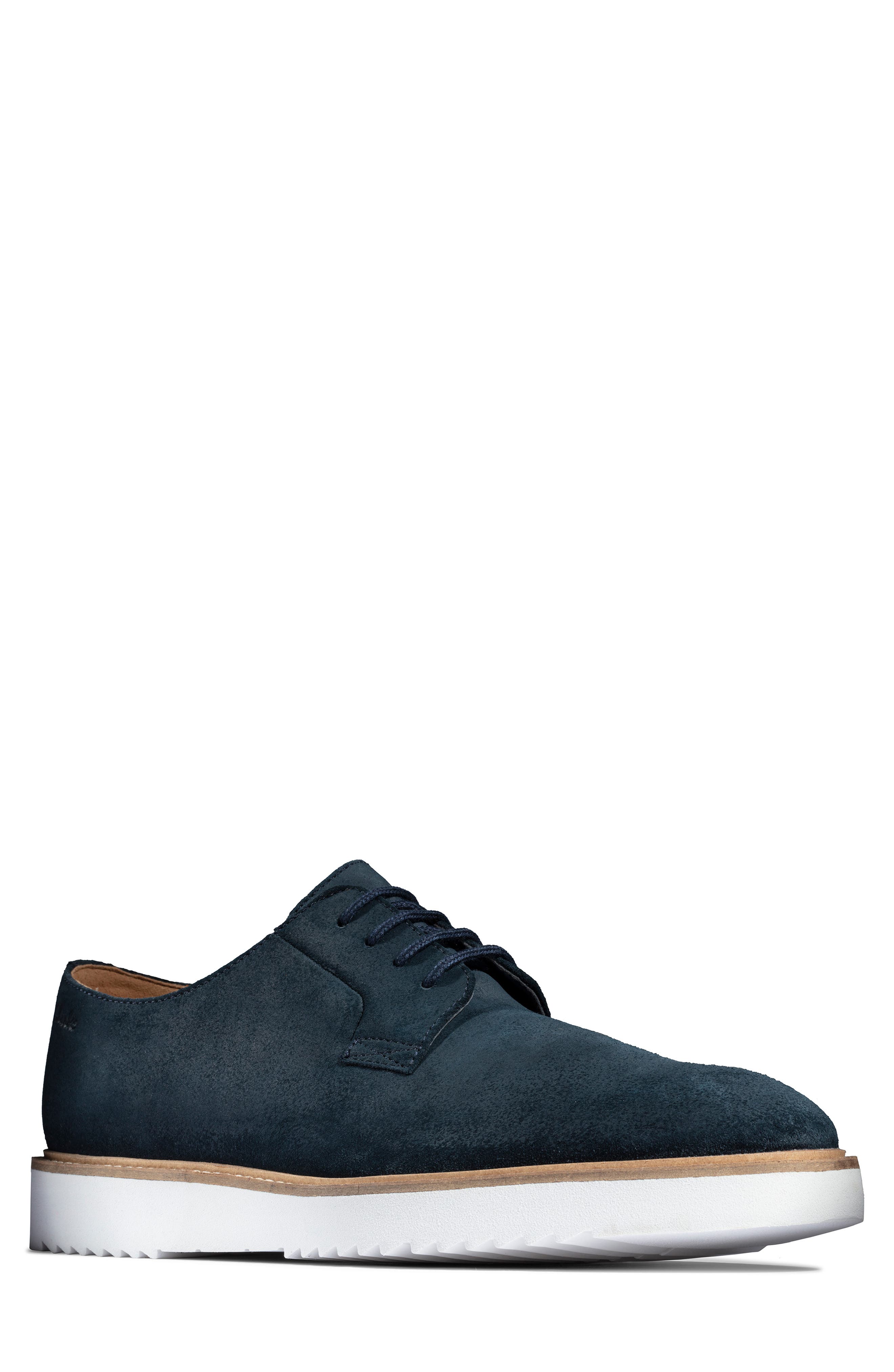 Ernest Walk Plain Toe Derby, Main, color, NAVY SUEDE