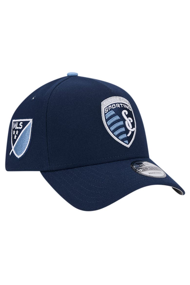 Men's New Era Navy Sporting Kansas City 2024 Kick Off Collection 9FORTY A-Frame Adjustable Hat, Main, color, Navy