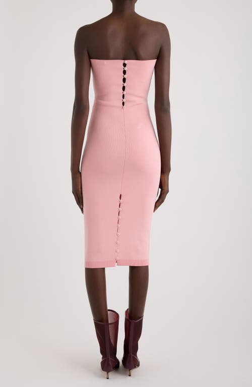 Jacquemus The Sera Strapless Embroidered Knitted Midi Dress In Pink