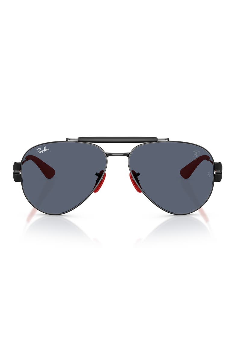 x Scuderia Ferrari 58mm Phantos Pilot Sunglasses, Main, color, BLACK / DARK GREY