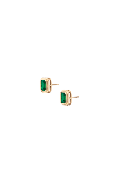 Aurate New York Mini Lab Grown Emerald Heirloom Stud Earrings In Green