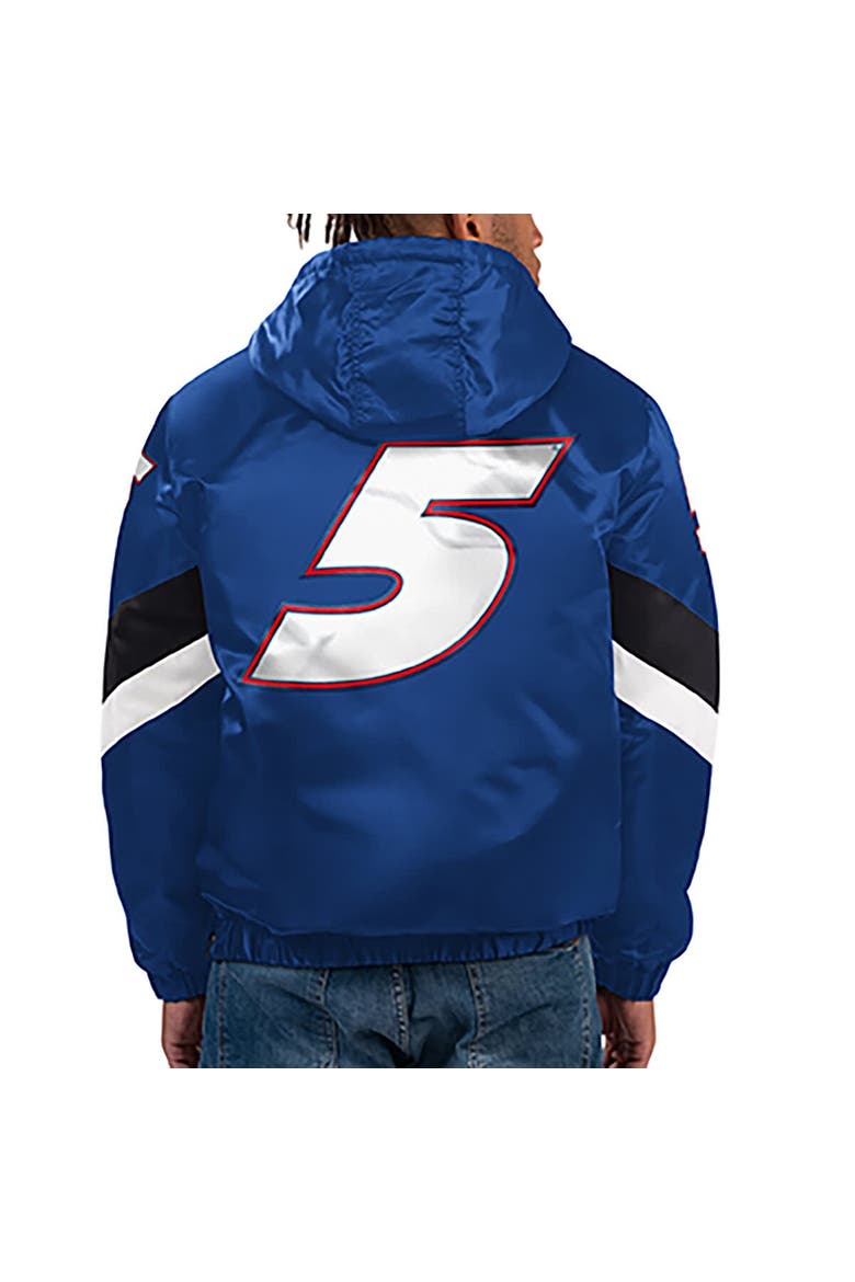 Men's Starter Royal Kyle Larson Home Team Satin Half-Zip Hoodie Jacket, Alternate, color, Royal
