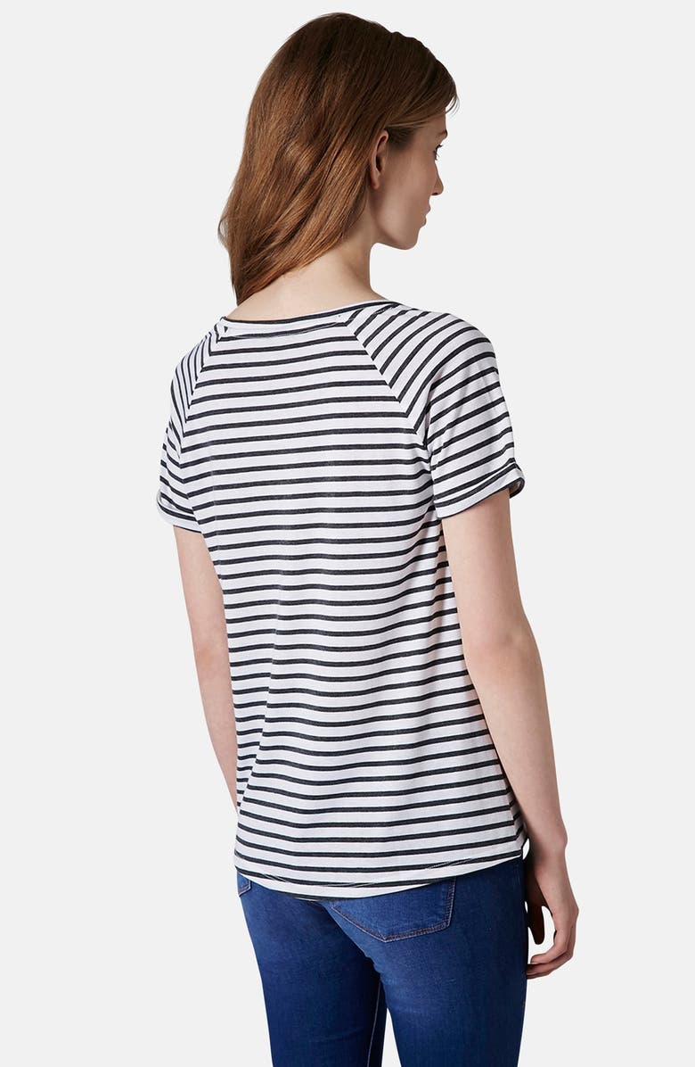 Topshop Stripe Raglan Tee, Alternate, color,